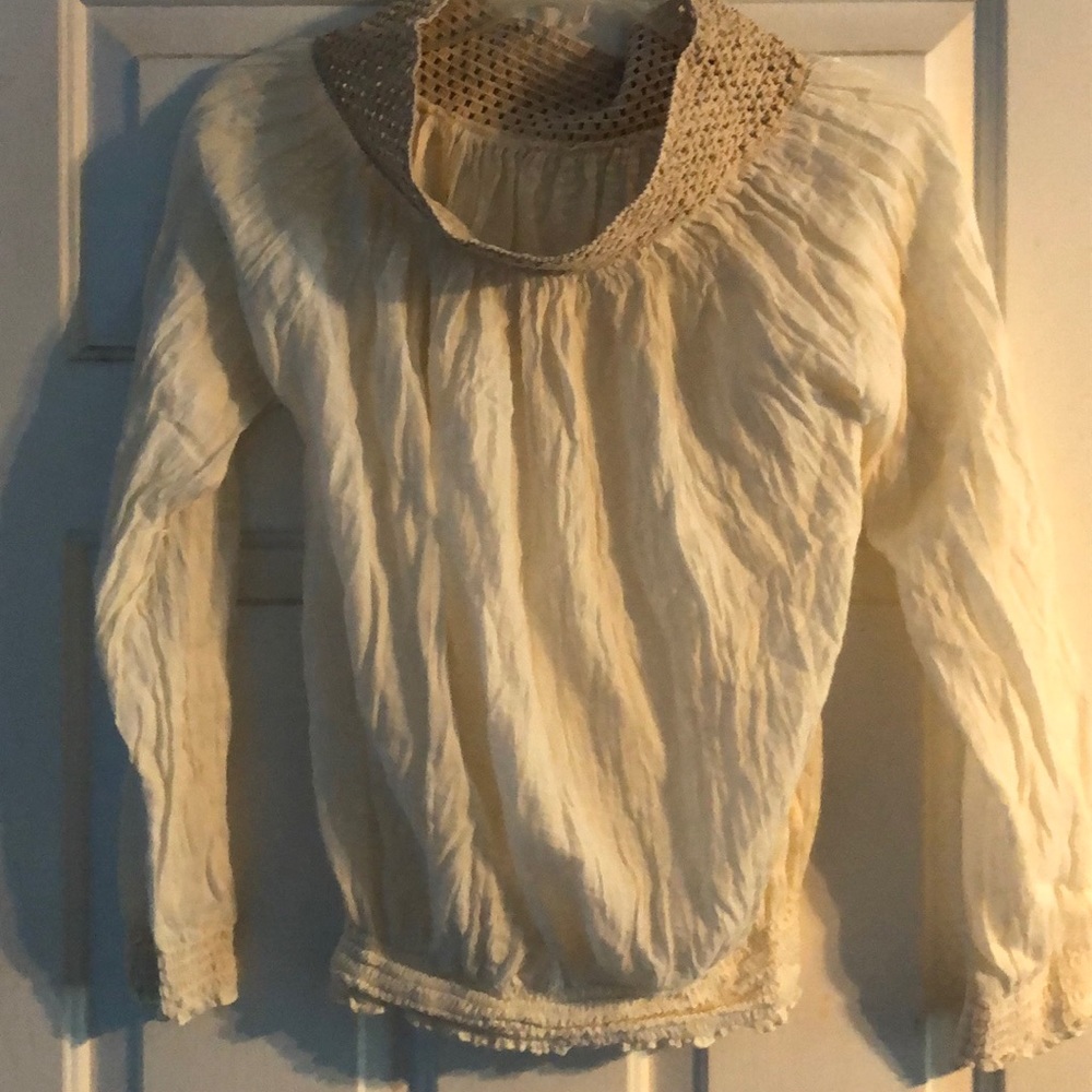Cream Long-Sleeved Blouse